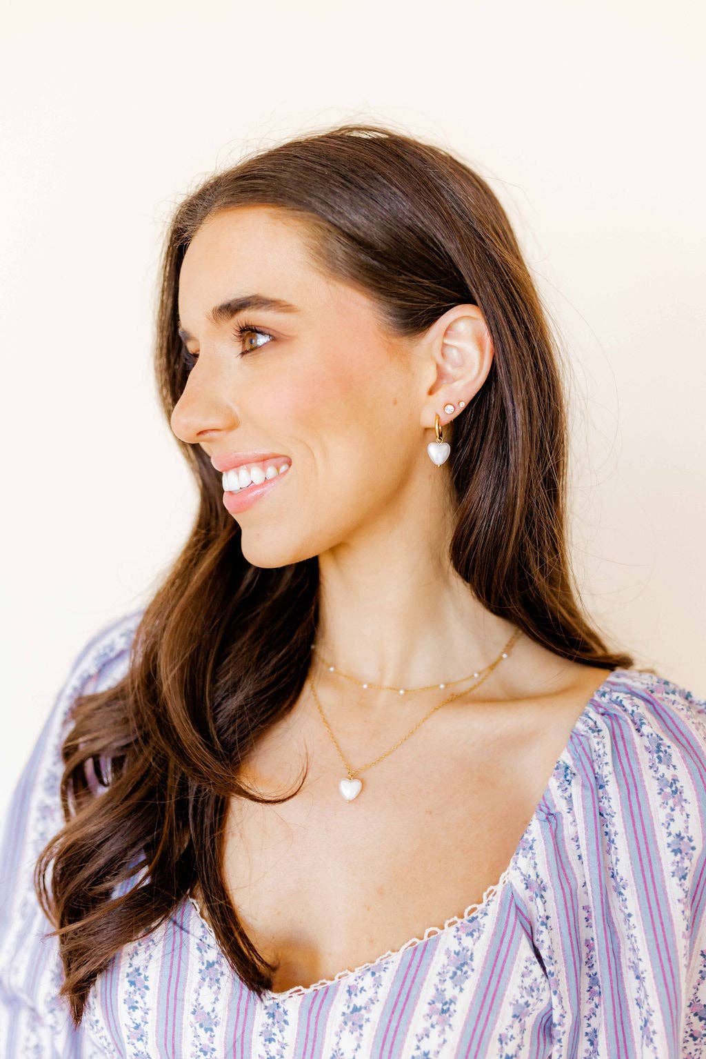 Huggie Charm Earrings, Willa Heart Gold