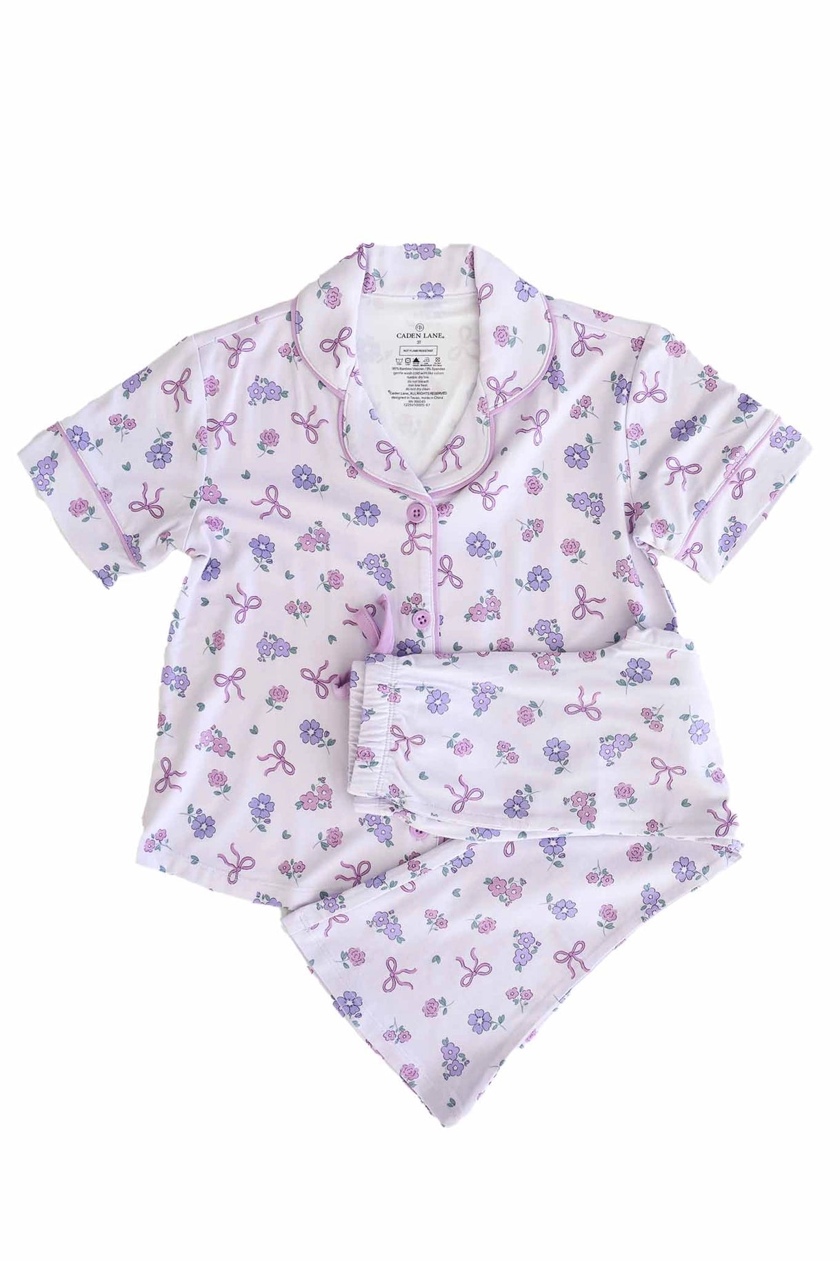 Two Piece Flare Lounge Set, Ribbon & Roses