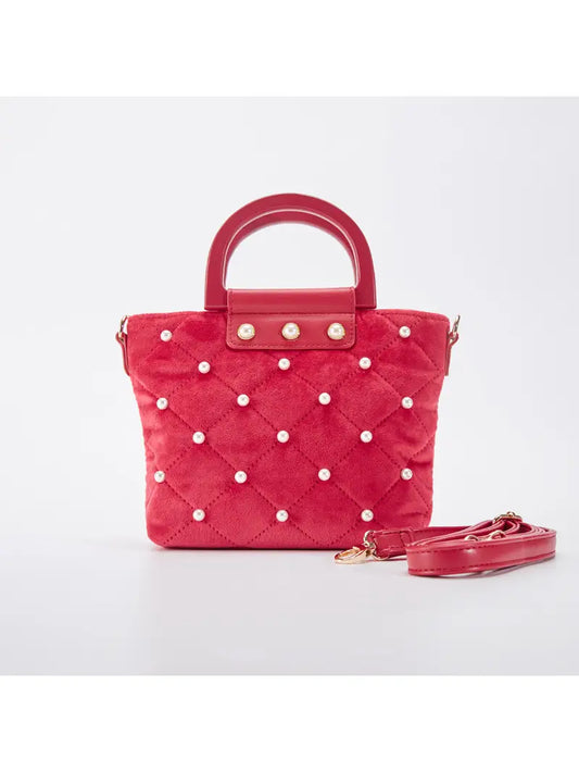 Quilted Velvet Pearl Bag, Wine - Magpies Paducah