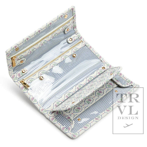 Luxe Jewelry Wallet, Antibes / Navy Pinstripe