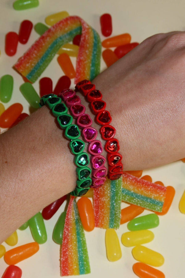 Candy Gem Bracelet, Green Heart