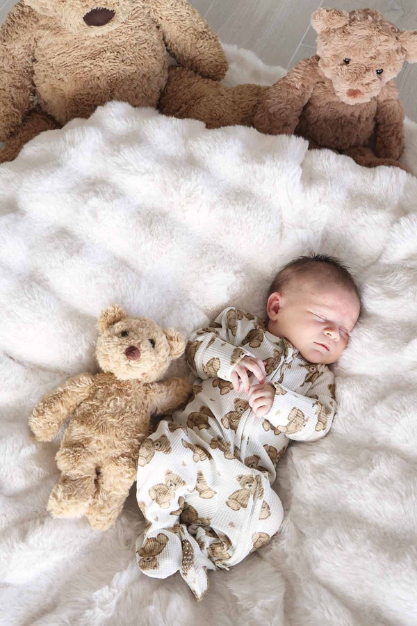 Beary Sweet Waffle Zipper Footie
