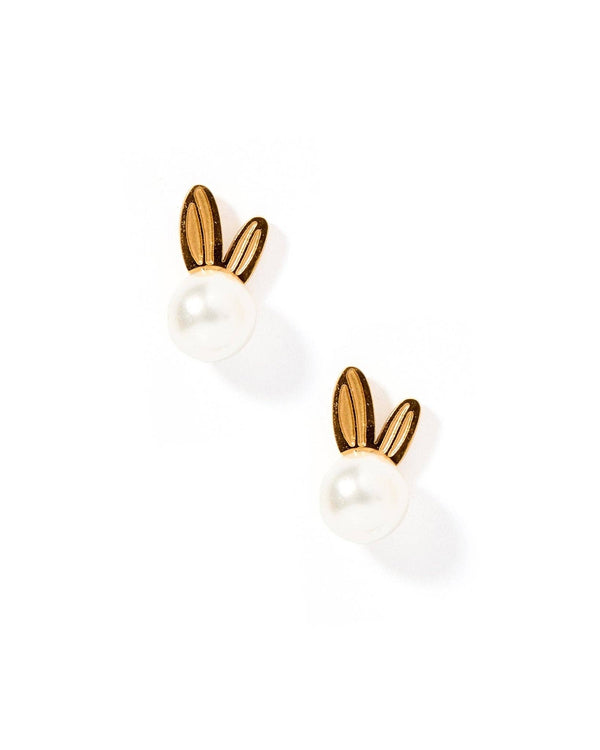 Screwback Stud Earrings - Heidi Pearl Bunny - Magpies Paducah