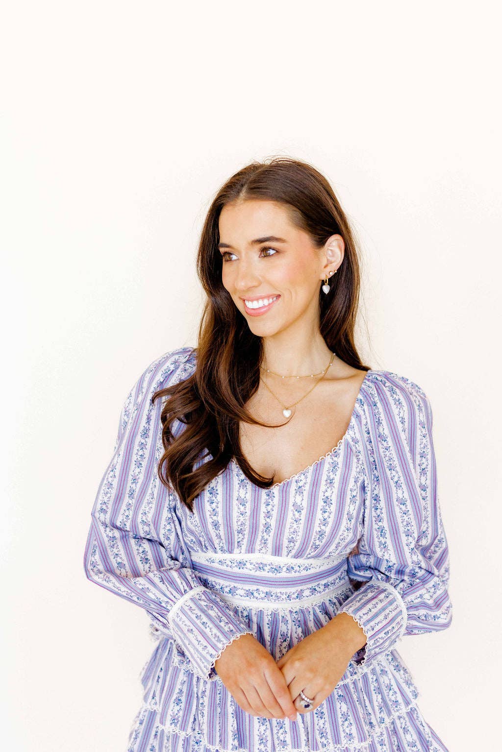 Huggie Charm Earrings, Willa Heart Gold