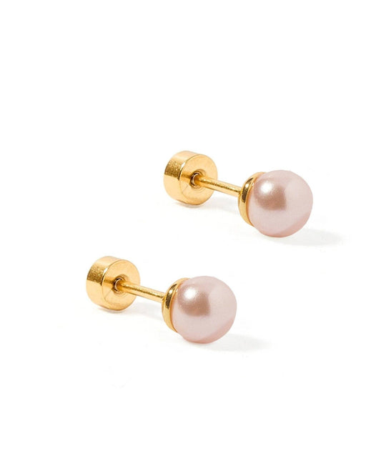 Screwback Stud Earrings - Payton Pearl Pink 5mm - Magpies Paducah