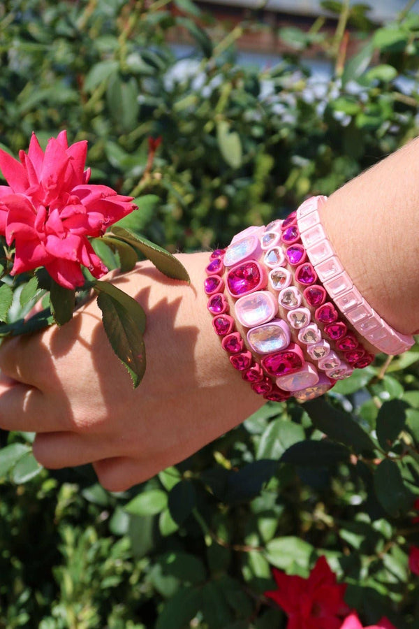 Candy Gem Bracelet, Baby Pink Block