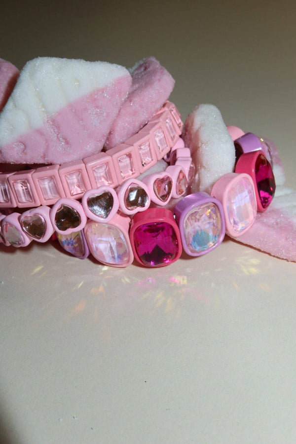 Candy Gem Bracelet, Baby Pink Block