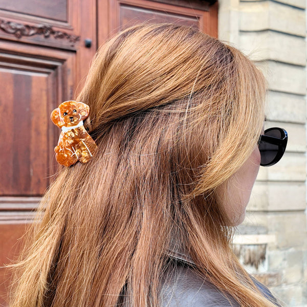 Hand-painted Doodle Puppy Claw Hair Clip