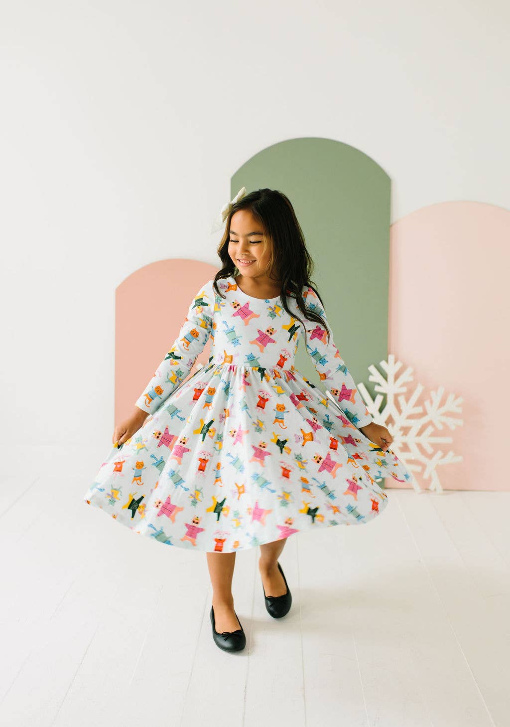 Gwendolyn Dress in Snow Cats