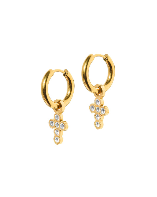 Huggie Charm Earrings - Esther Cross Clear