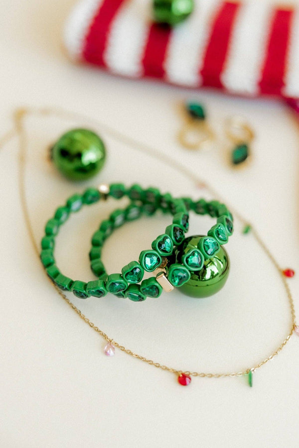 Candy Gem Bracelet, Green Heart