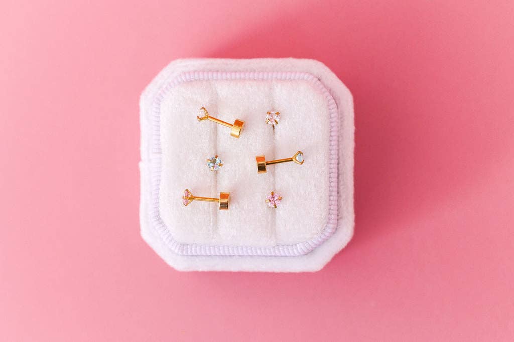 White Stud Earrings