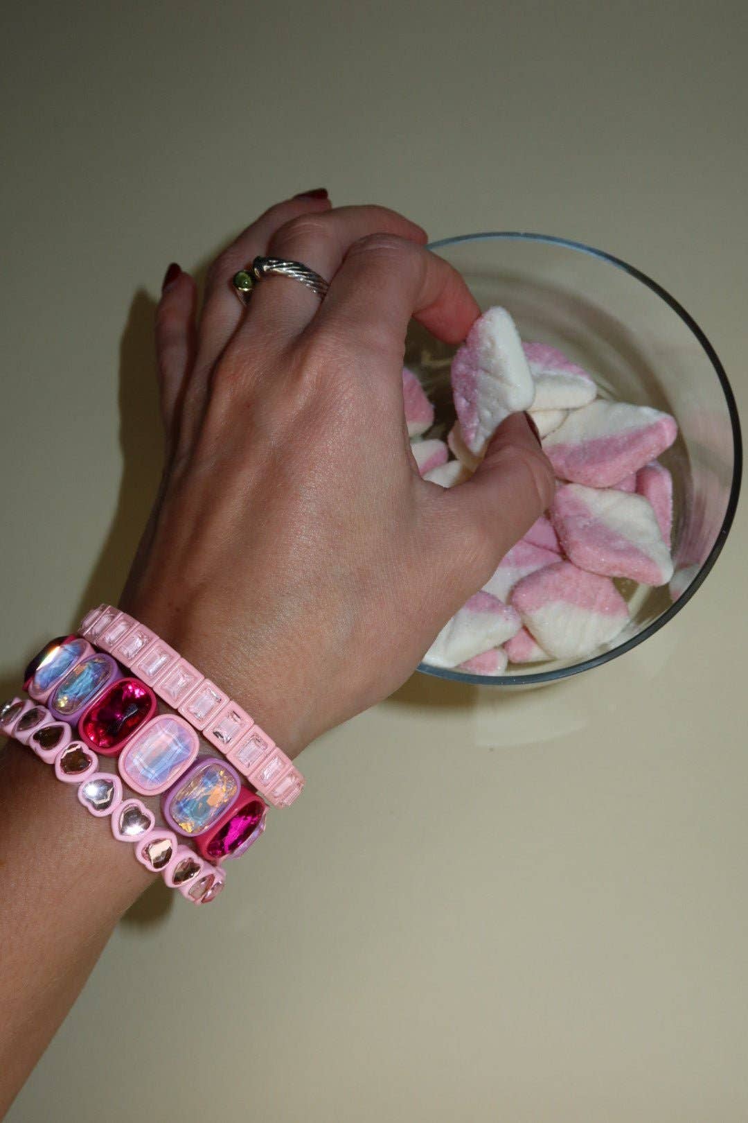 Candy Gem Bracelet, Baby Pink Block