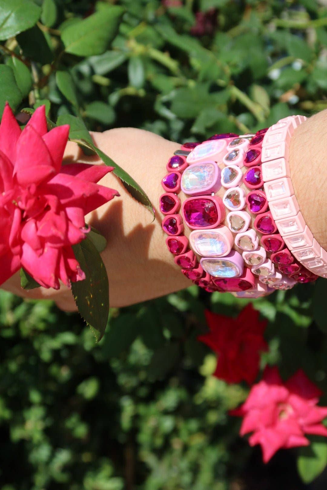 Candy Gem Bracelet, Baby Pink Block