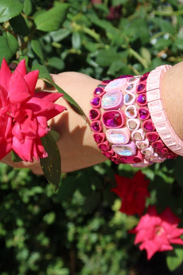 Candy Gem Bracelet, Baby Pink Block