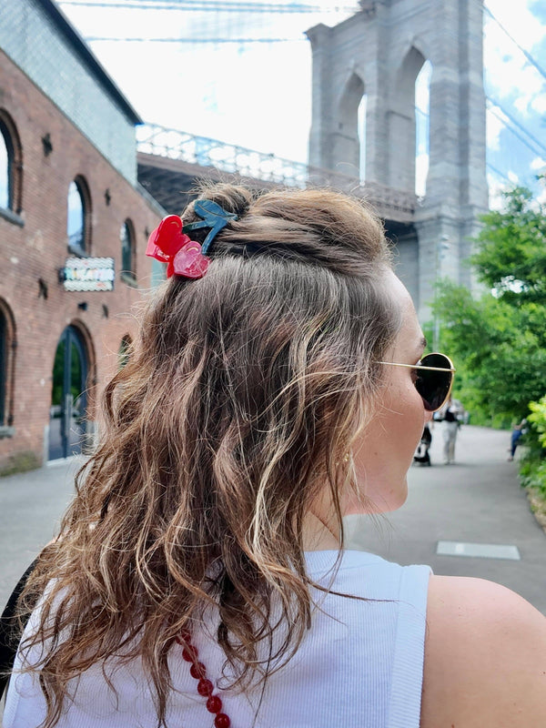 Hand-painted Cherry Hearts Hair Claw Clip | Eco-Friendly