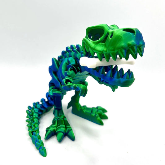 Classic Flexi T-Rex Skeleton Fidget, Blue & Green