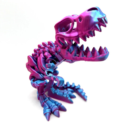 Classic Flexi T-Rex Skeleton Fidget, Blue & Pink