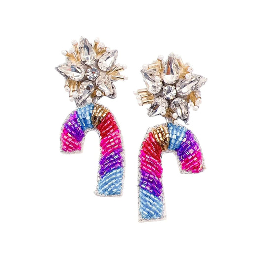 Frilly Candy Cane Earrings - Magpies Paducah