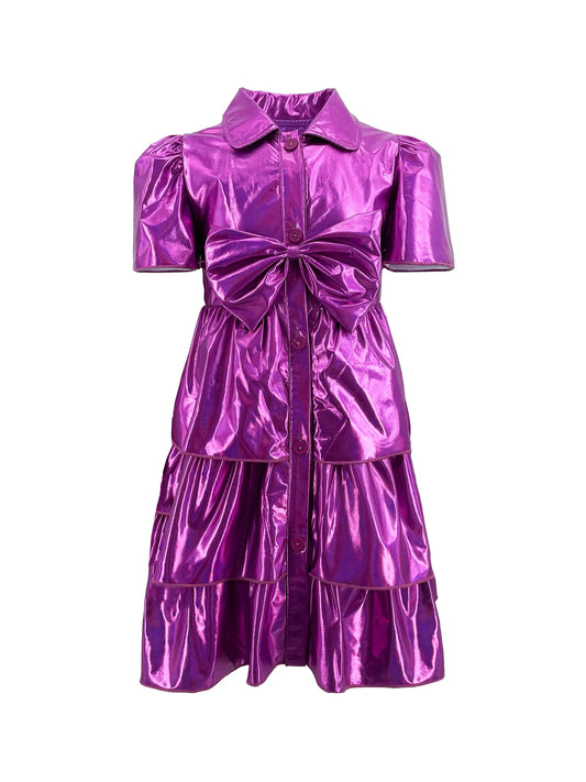 Purple Metallic Dress with Bow - Magpies Paducah