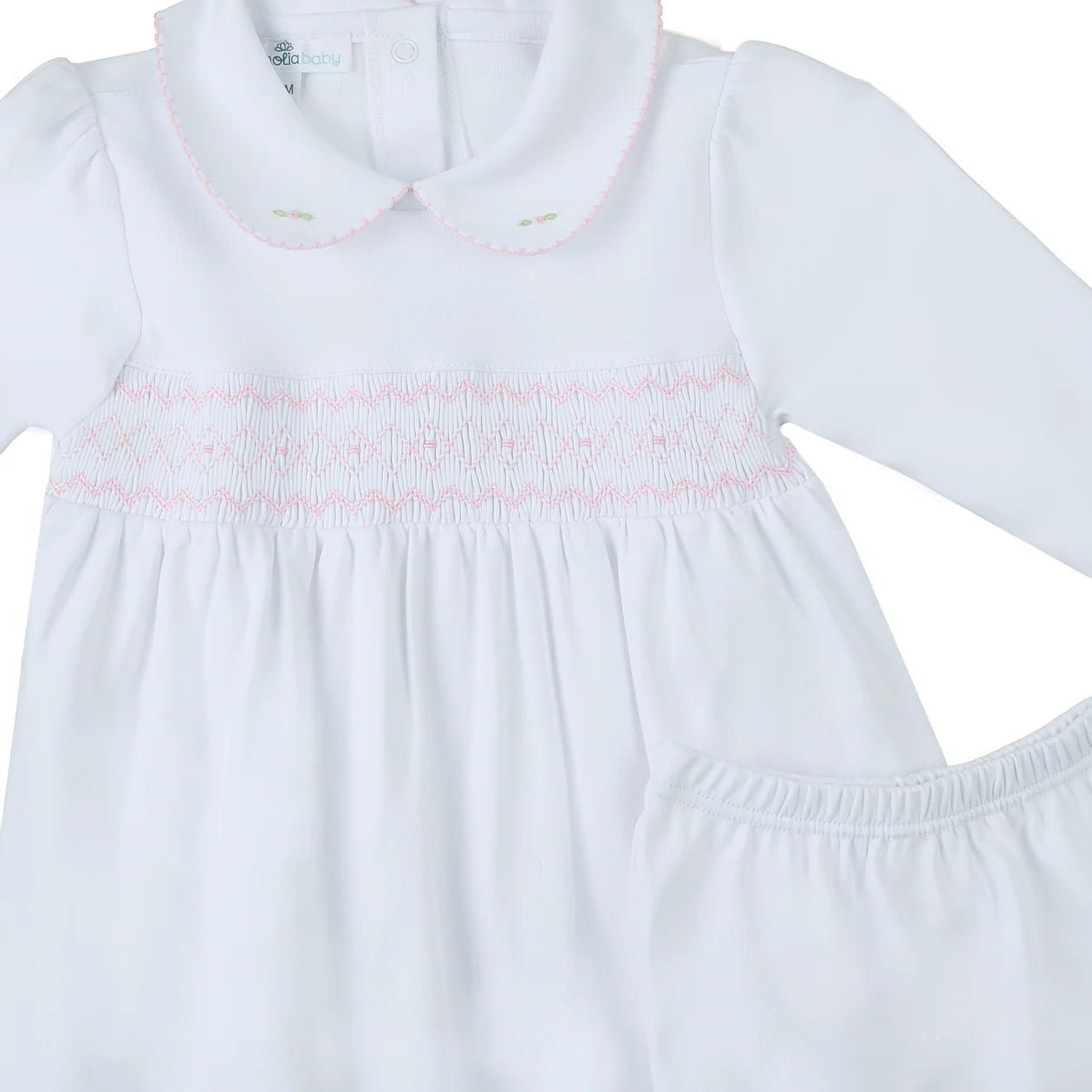 Lizzie & Landon's Smocked Collared LS Dress, Pink - Magpies Paducah
