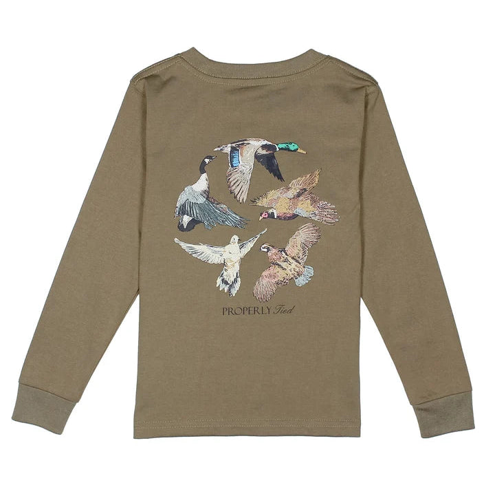 Long Sleeve Tee, Tan Flock