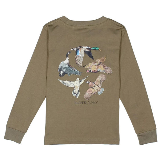 Long Sleeve Tee, Tan Flock
