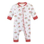 Zipped Coverall, Mistletoe Kisses with Ruffles - Magpies Paducah