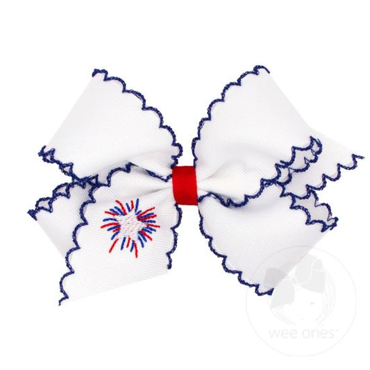Medium Firework Moonstitch Embroidered Grosgrain Bow - Magpies Paducah