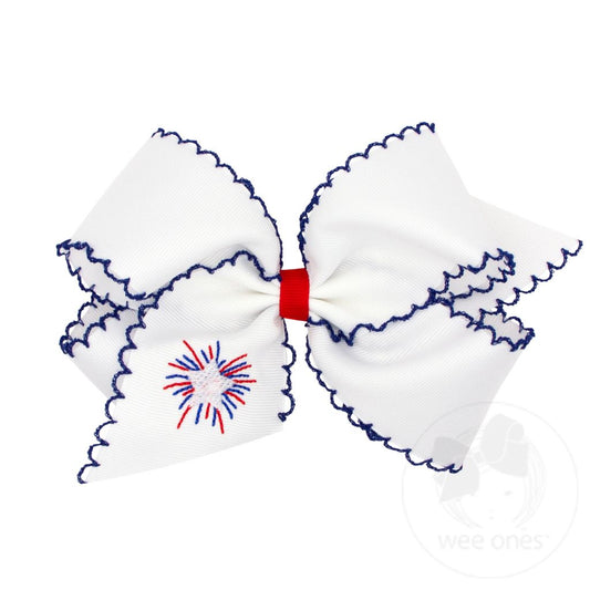King Firework Moonstitch Embroidered Grosgrain Bow - Magpies Paducah