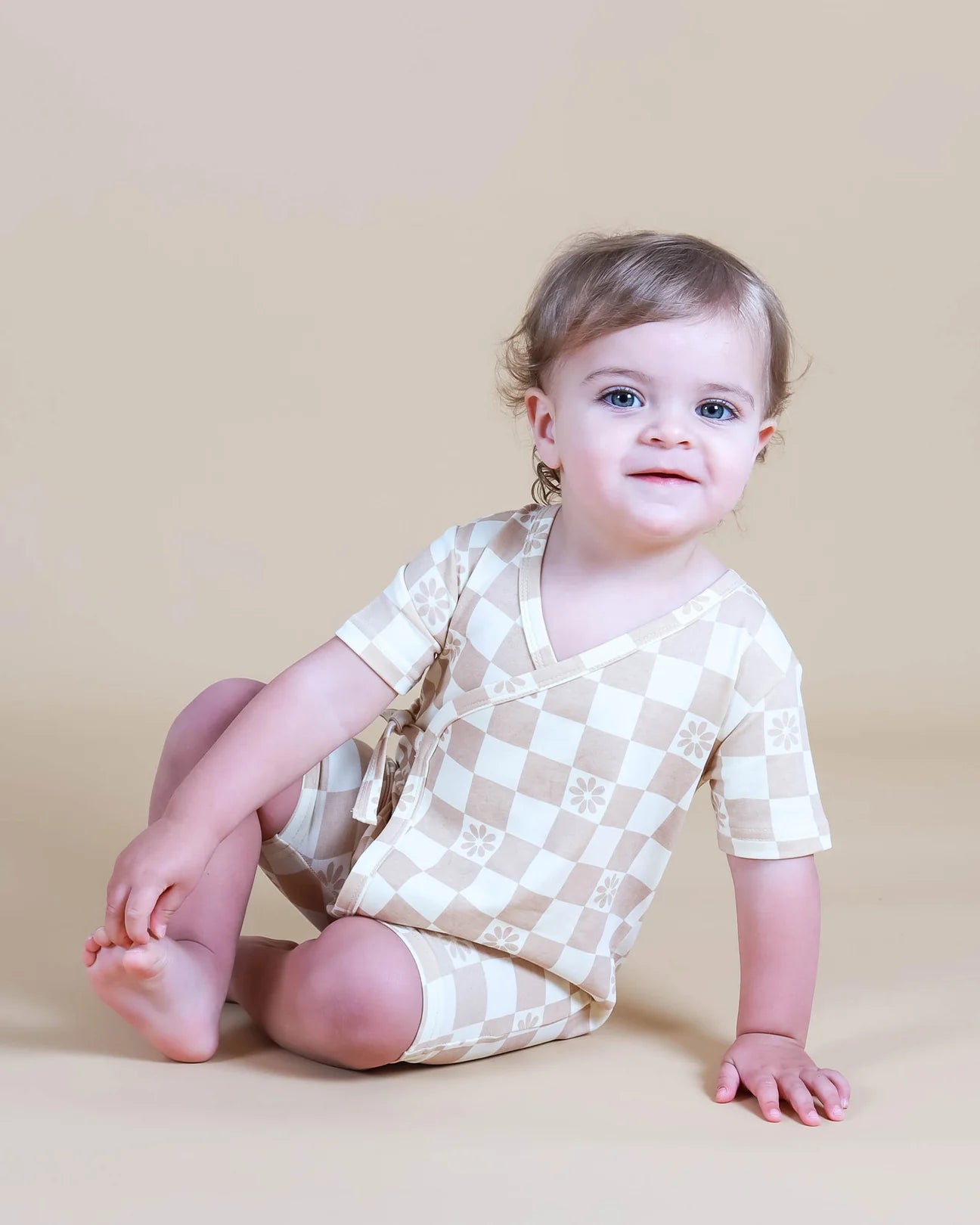 Daisy Check Cross Over Romper - Magpies Paducah