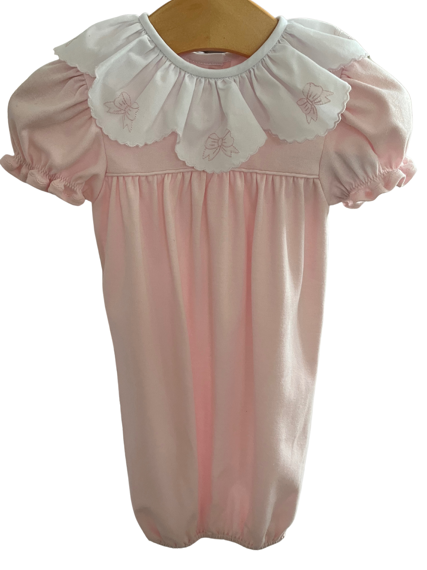 Pink Bow Short Sleeve Knit Gown | newborn - Magpies Paducah