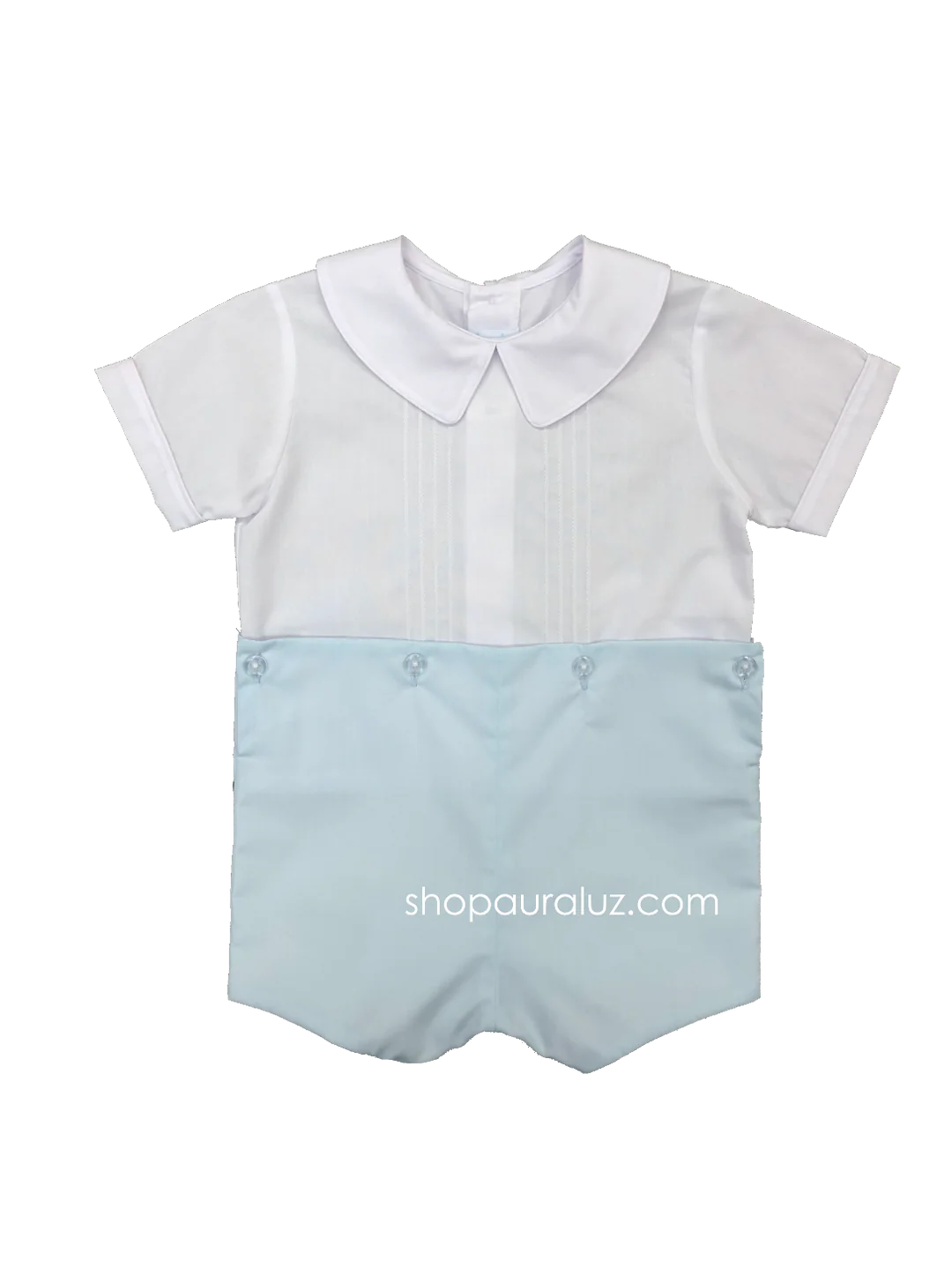 Button on Suit, White Pleat & Blue - Magpies Paducah