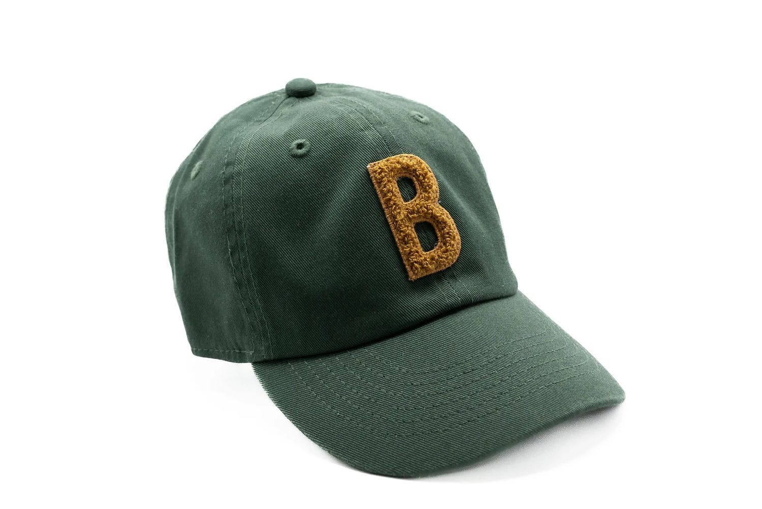 Brown Terry Letter Hat, Hunter Green | P - Magpies Paducah