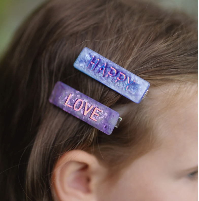 "Happy" "Love" Hair Clip Set - Magpies Paducah