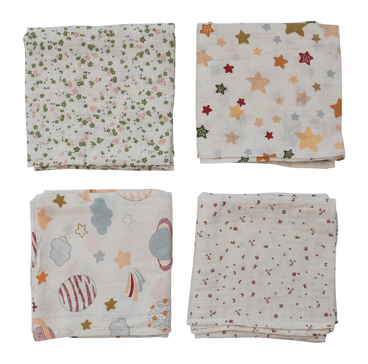 Muslin Printed Swaddle w/ Bag, Asst. Styles! - Magpies Paducah
