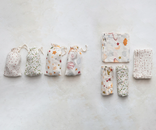 Muslin Printed Swaddle w/ Bag, Asst. Styles! - Magpies Paducah