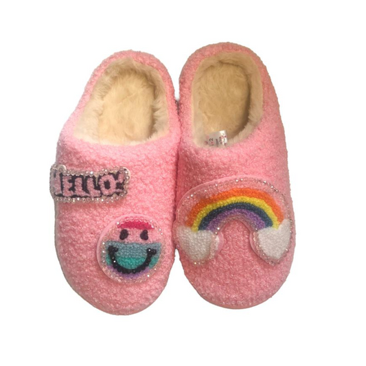 Pink Patched Rhinestone Slippers - Magpies Paducah