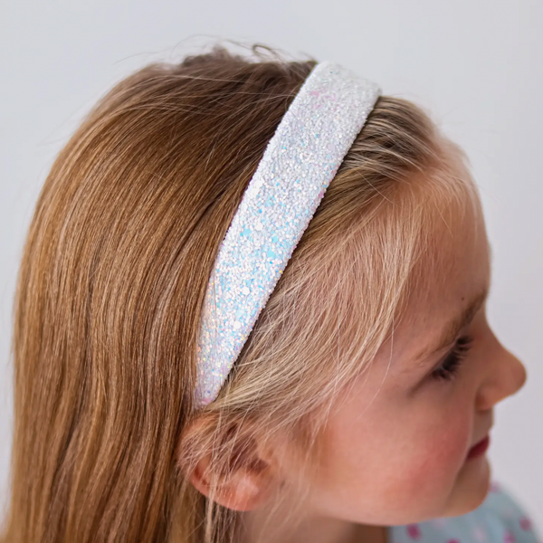 Chunky Glitter Headband, White - Magpies Paducah