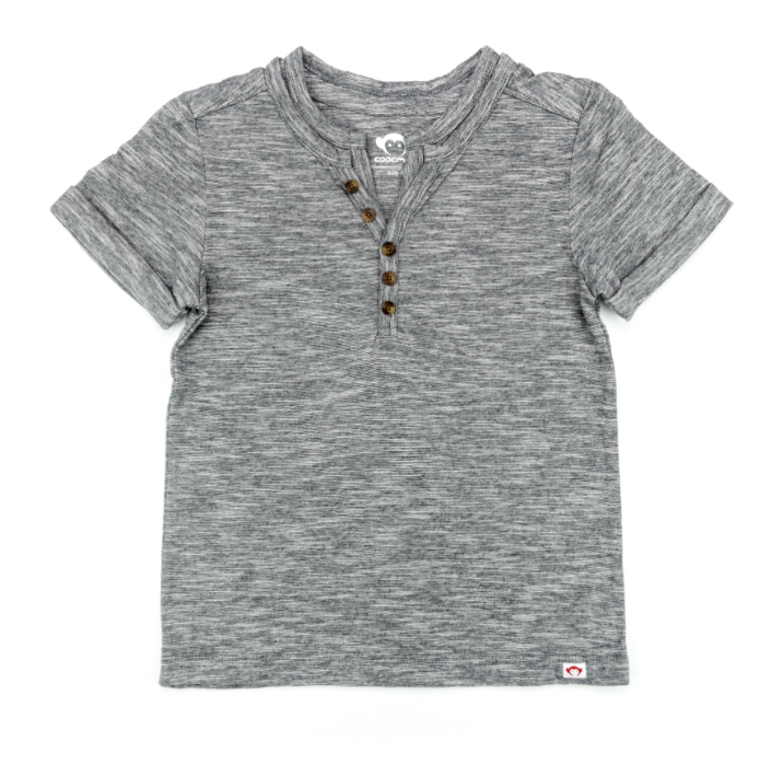 Hilltop Henley, Greyscale Stripe - Magpies Paducah
