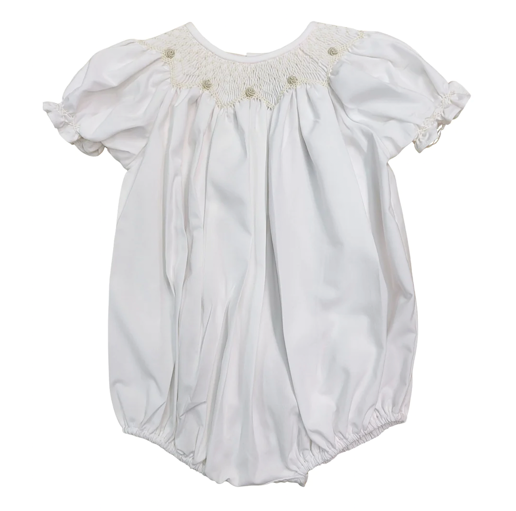 Ava Beige Smocked White Bubble - Magpies Paducah