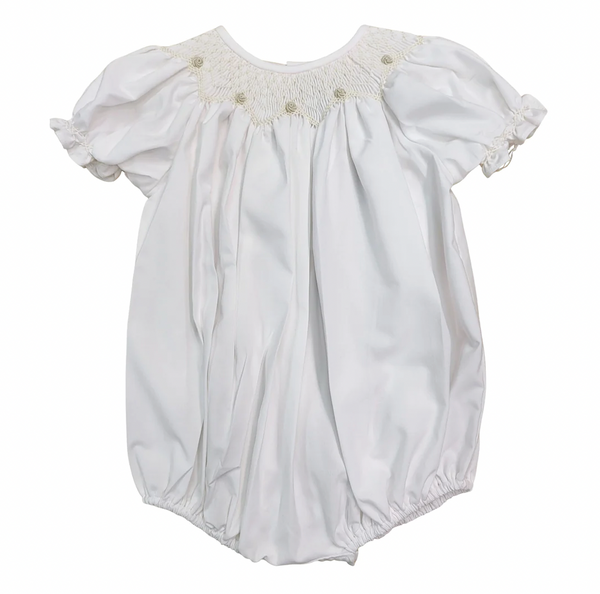 Ava Beige Smocked White Bubble - Magpies Paducah
