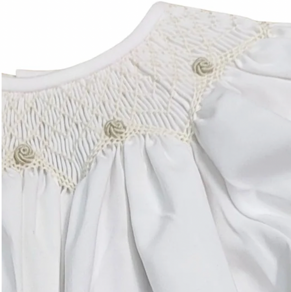Ava Beige Smocked White Bubble - Magpies Paducah