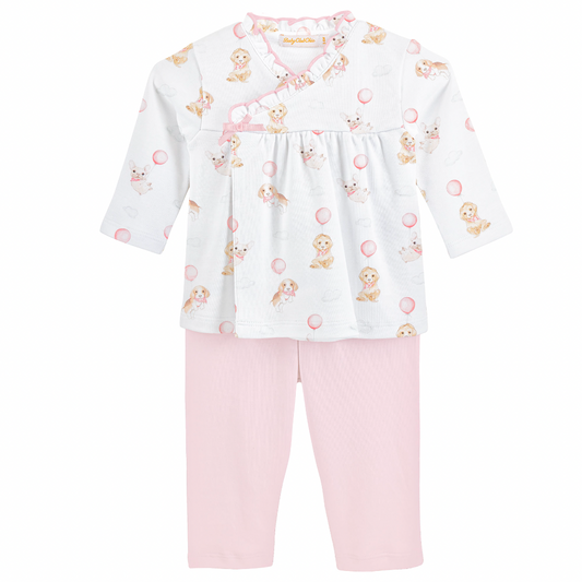 Cute Puppy Pink Crossed Tee & Pant Set - Magpies Paducah