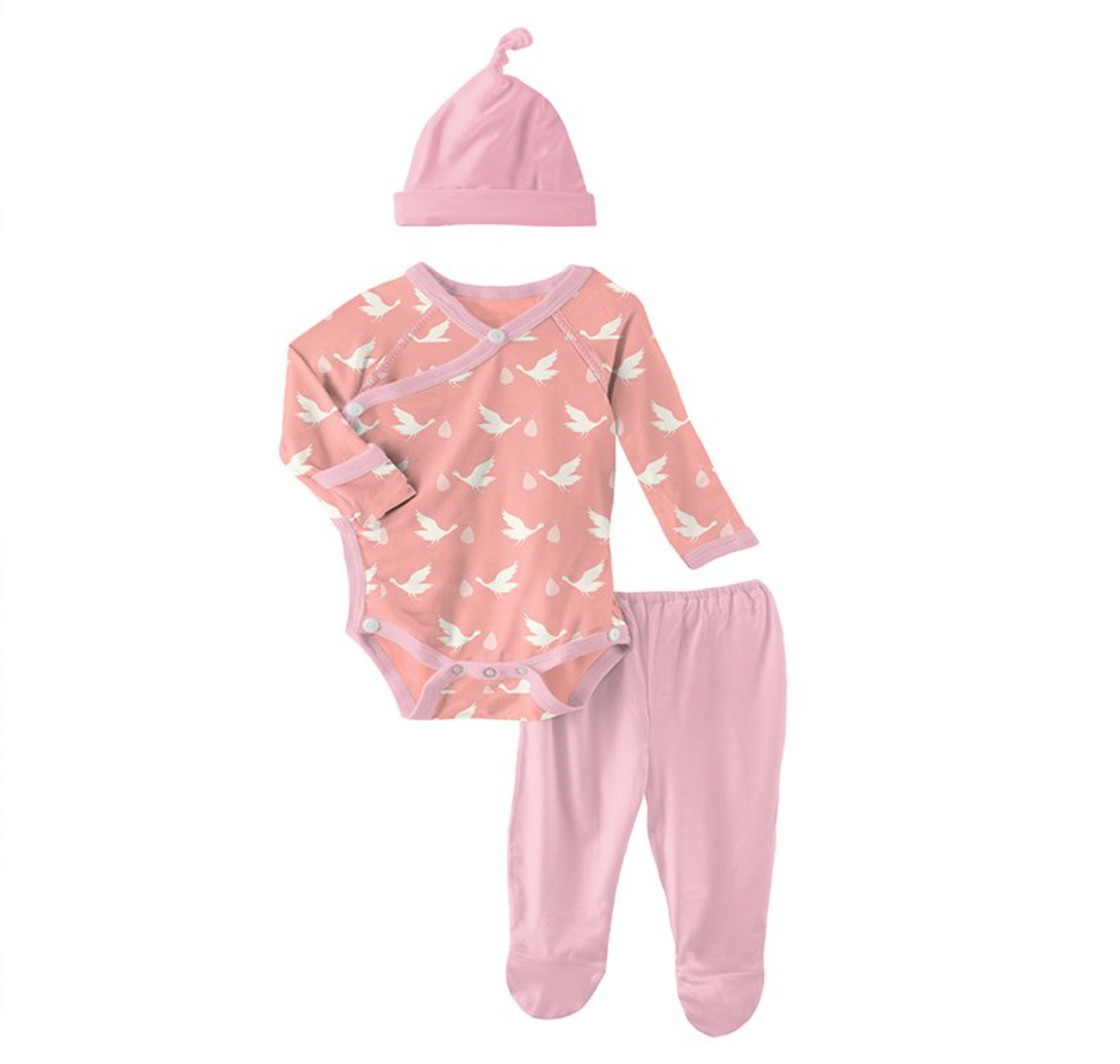 Kimono Newborn Gift Set, Blush Stork - Magpies Paducah