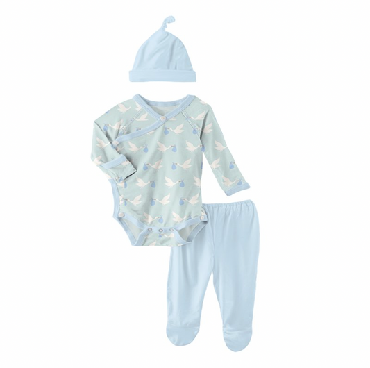 Kimono Newborn Gift Set, Sky Stork - Magpies Paducah