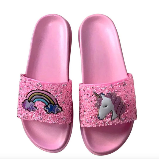 Unicorn Glitter Slides, Pink - Magpies Paducah