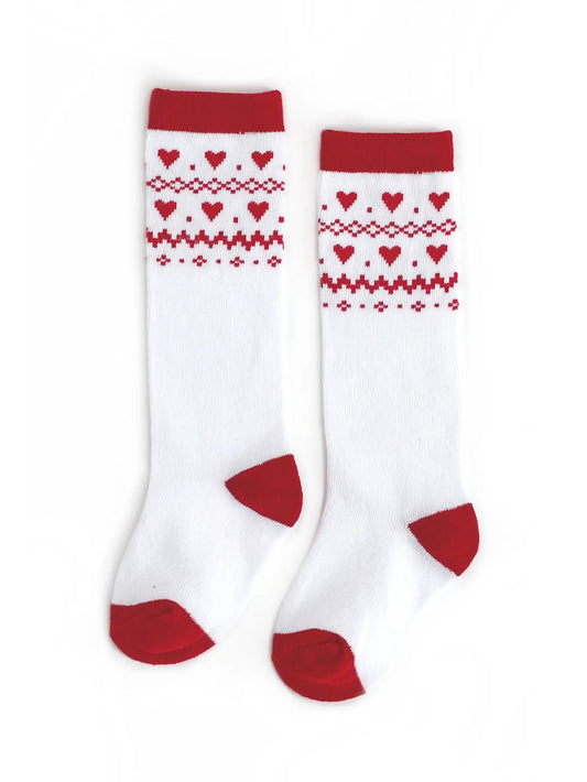Heart Fair Isle Knee High Socks - Magpies Paducah