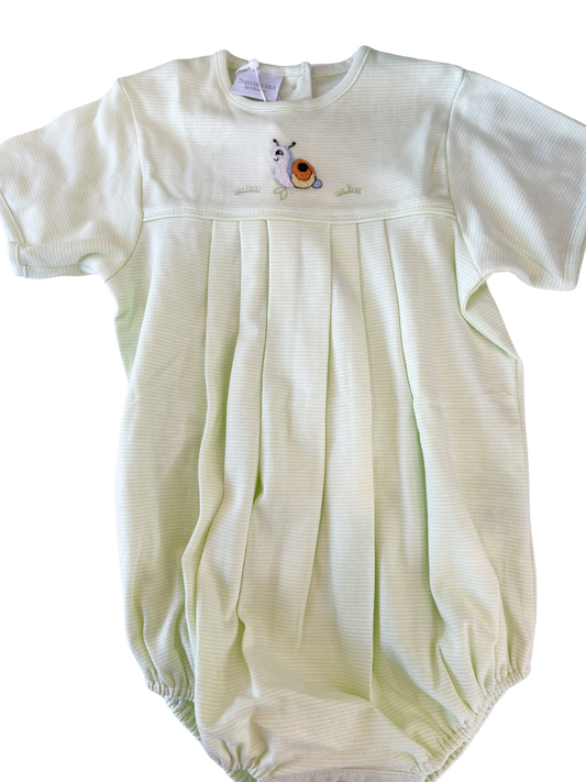 Lime Stripe Pleated Romper, Bright Snail - Magpies Paducah